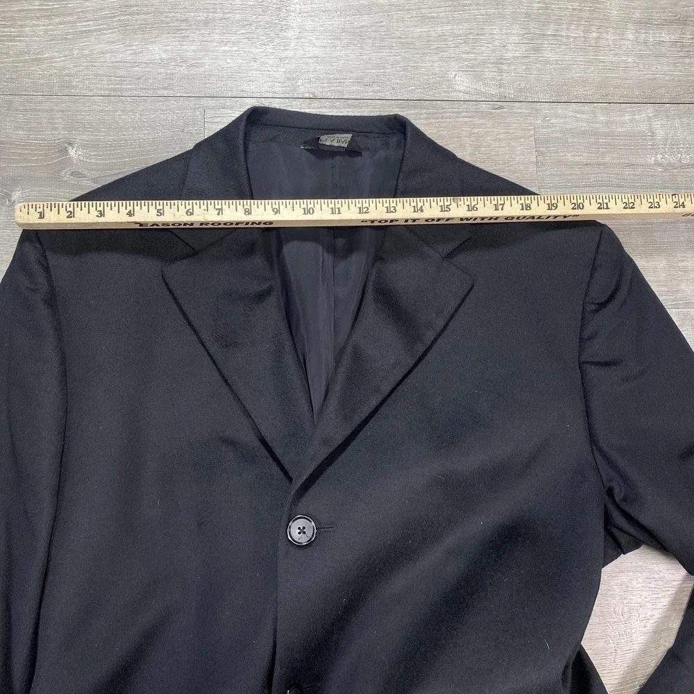 Jos A Bank Cashmere Topcoat Men 44L Black‎ 3 Button Tailored Traveler's Overcoat